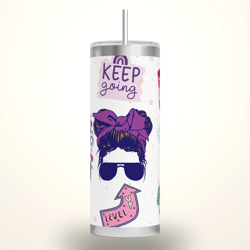 Positive Affirmations 20 oz Tumbler Sublimation Design, product render