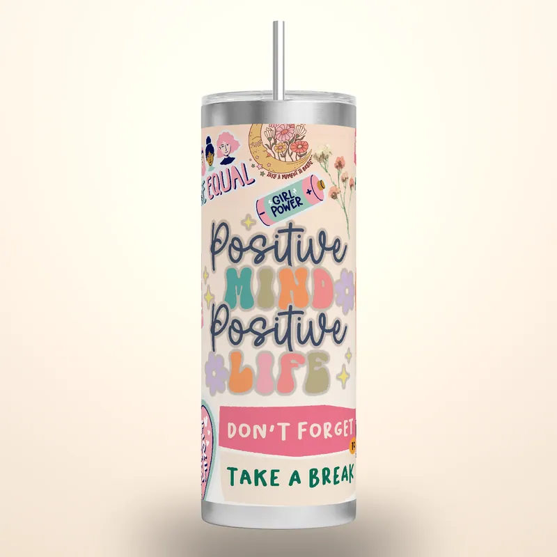 Positive Affirmations 20 oz Tumbler Sublimation Design, product render