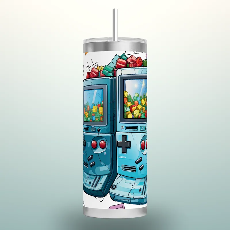 Retro Arcade Game Tumbler Wrap: Christmas Gaming, product render