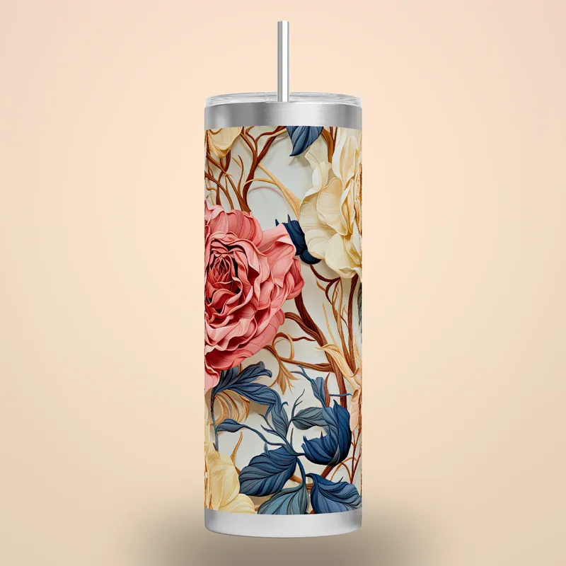 Rose Garden Tumbler Wrap: Seamless Floral Sublimation Design, product render