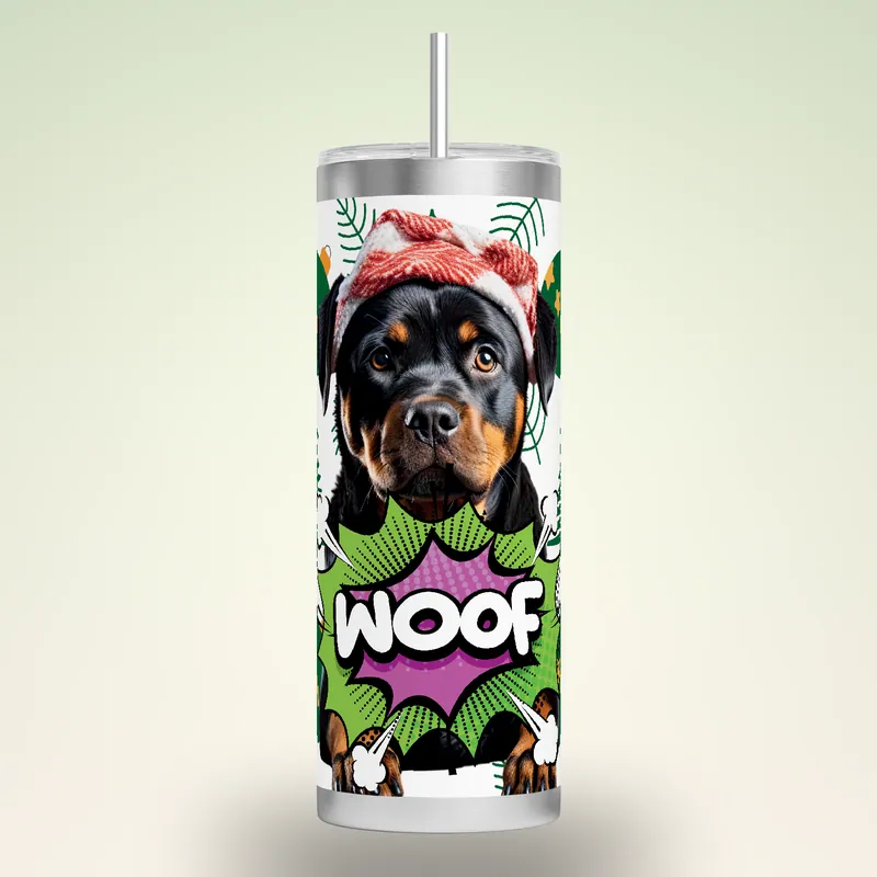Rottweiler Christmas Tumbler Wrap: Festive Dog Design, product render