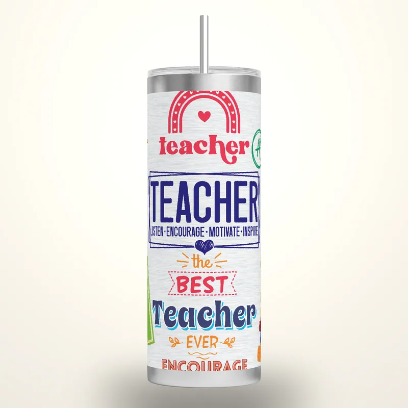 Teacher Life 20oz Tumbler Wrap: Educator Gift, product render