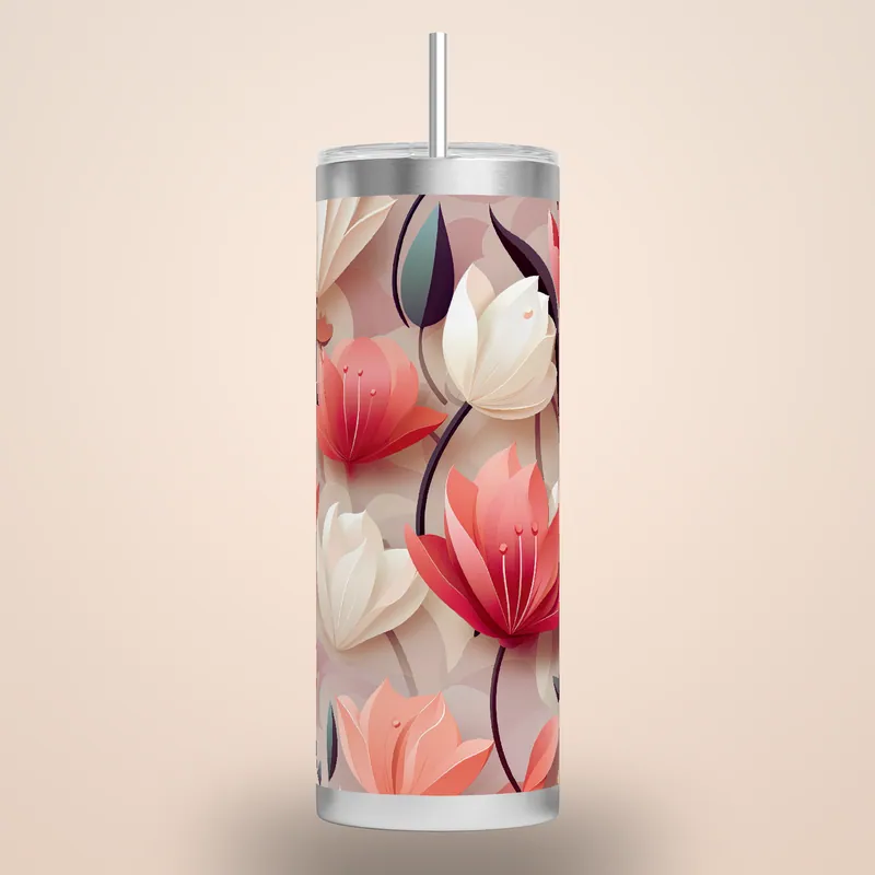 Tulip Tumbler Wrap: Seamless Spring Floral Design, product render