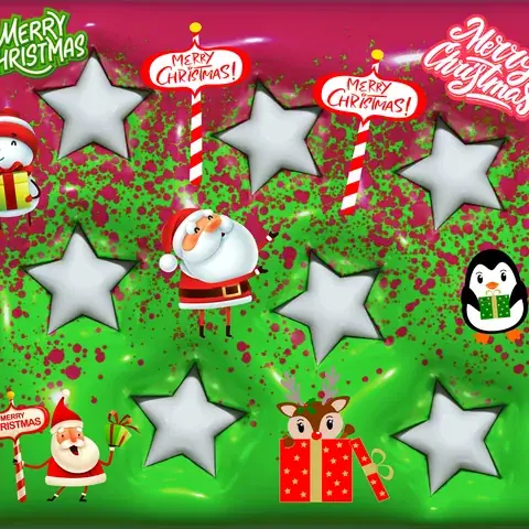 3D Christmas Tumbler Wrap: Puffy Stars Seamless Design