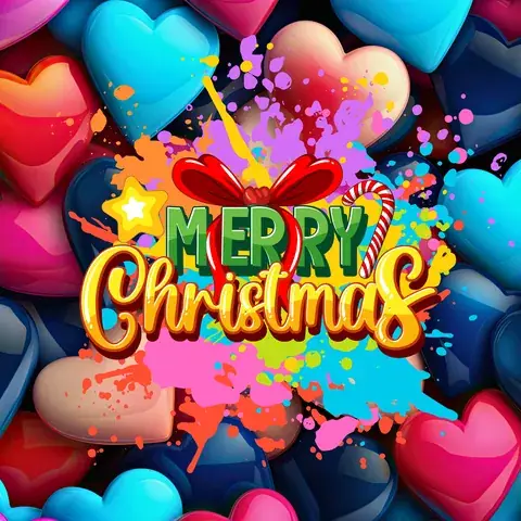 3D Merry Christmas Hearts Tumbler Wrap: 20oz Sublimation Design