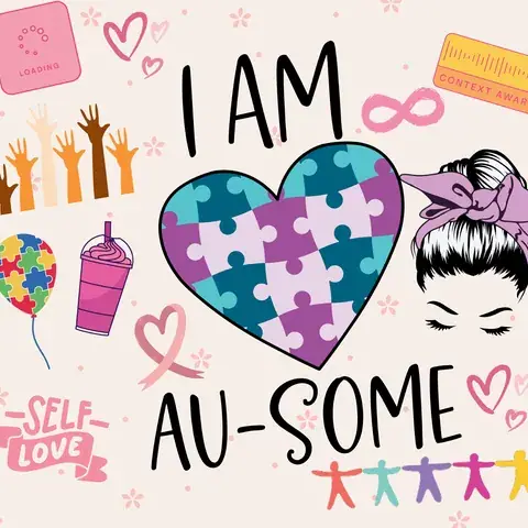 Autism Awareness Tumbler: I am Au-Some 20oz Skinny Tumbler, the flat seamless artwork