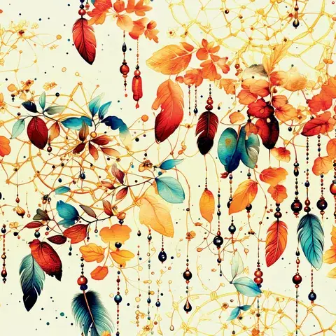 Boho Chic Feather Tumbler Design: 20oz Skinny Sublimation, the flat seamless artwork