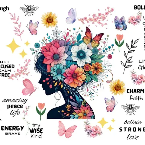 Butterfly Affirmations 20 oz Tumbler Sublimation Design, the flat seamless artwork