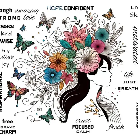 Butterfly Tumbler Design: Positive Affirmations, 20 oz Skinny Tumbler, the flat seamless artwork