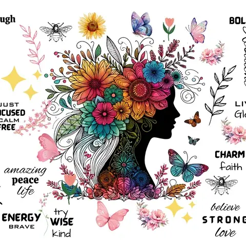 Butterfly Tumbler: Inspirational Affirmations, Seamless Sublimation Design