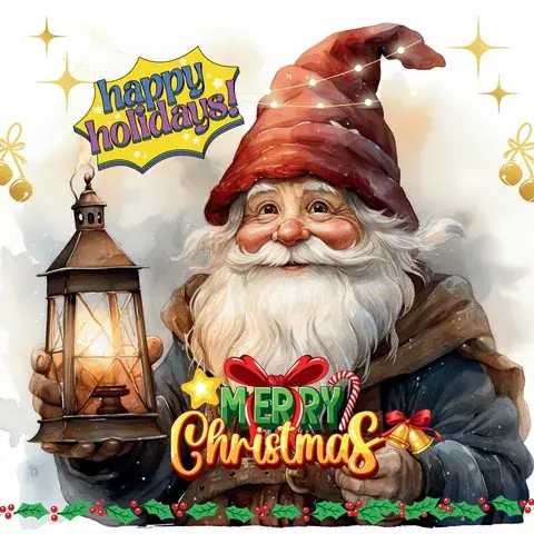 Christmas Gnome 20oz Tumbler Wrap: Festive Lantern Design, the flat seamless artwork