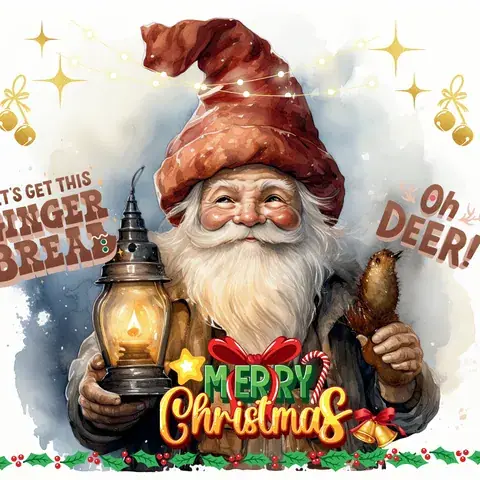 Christmas Gnome Lantern 20oz Tumbler Wrap: Festive Holiday Design, the flat seamless artwork
