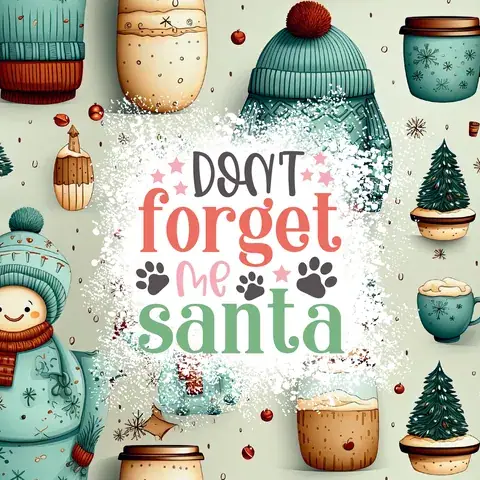 Christmas Tumbler Wrap: Don't Forget Me Santa, Seamless 20oz Skinny Design (Digital Download PNG)