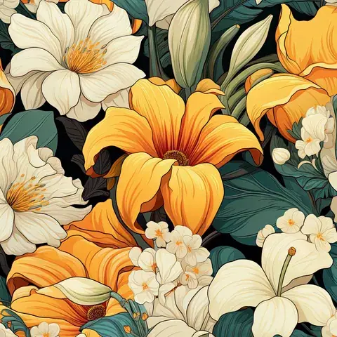 Daffodil Tumbler Wrap: Seamless Floral Sublimation Design (PNG), the flat seamless artwork