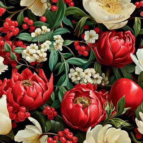 Floral Tumbler Wrap: Pomegranate, Apple & Tulip Design