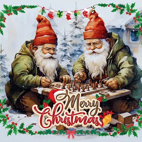 Gnome & Santa Board Game 20oz Tumbler Wrap: Christmas Eve, the flat seamless artwork