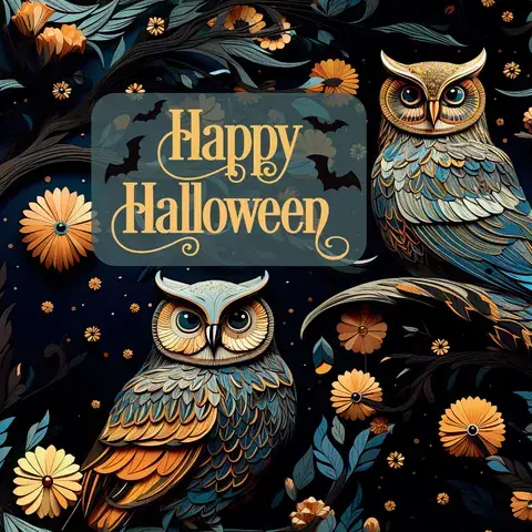 Halloween Owls 20 oz Tumbler Sublimation Design, the flat seamless artwork
