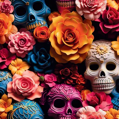 Halloween Sugar Skull Tumbler: Floral Sublimation Design (PNG, Instant Download)