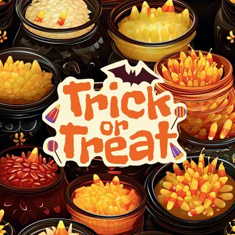 Halloween Trick or Treat Tumbler Sublimation Design: 20 oz Skinny, Seamless, the flat seamless artwork