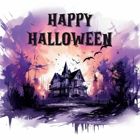 Haunted House Tumbler Wrap: Spooky Halloween Design, the flat seamless artwork