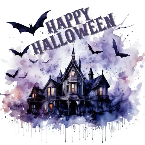 Haunted House Tumbler Wrap: Spooky Halloween Mansion, the flat seamless artwork