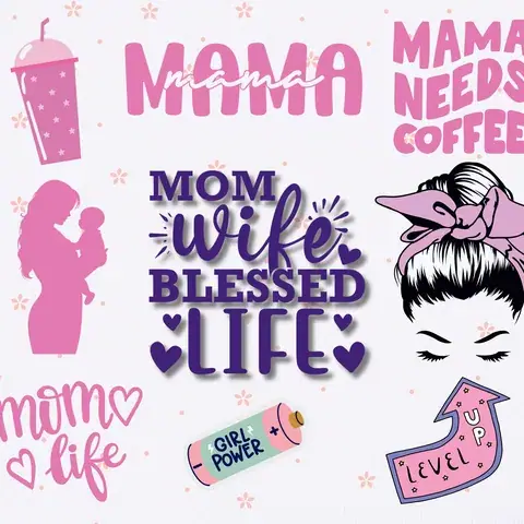 Mom Life 20oz Skinny Tumbler Sublimation Design (PNG File)