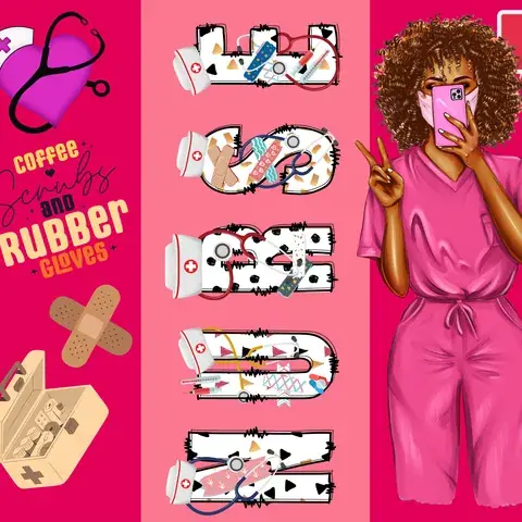 Nurse Life 20oz Tumbler Wrap: Seamless Sublimation Design
