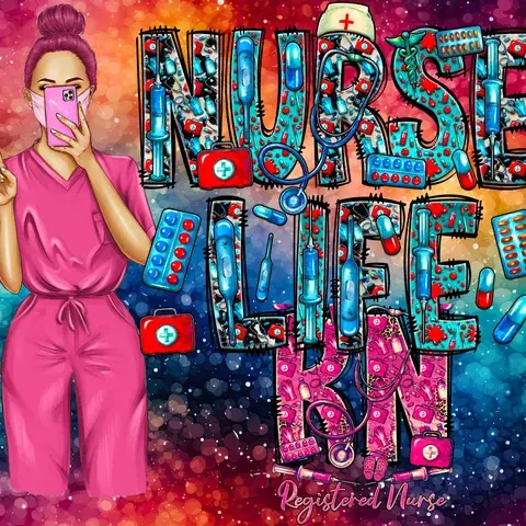 Nurse Life Tumbler Wrap: Seamless Sublimation Design (PNG)