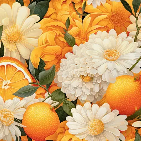 Orange & Marigold Tumbler Wrap: Seamless Summer Design, the flat seamless artwork