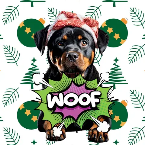 Rottweiler Christmas Tumbler Wrap: Festive Dog Design, the flat seamless artwork