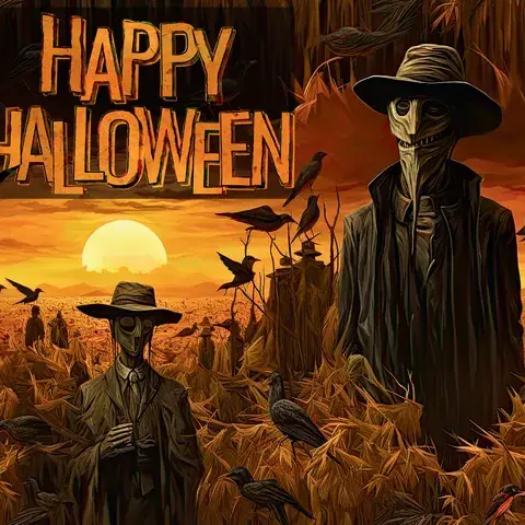 Scarecrow Happy Halloween 20 oz Tumbler Sublimation Design (PNG, Digital Download), the flat seamless artwork