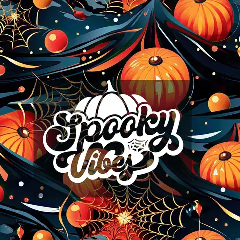 Spooky Vibes Halloween Tumbler Design: 20 oz Skinny Tumbler Wrap, the flat seamless artwork