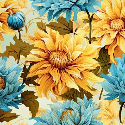 Sunflower Tumbler Wrap: Seamless Floral Design, the flat seamless artwork