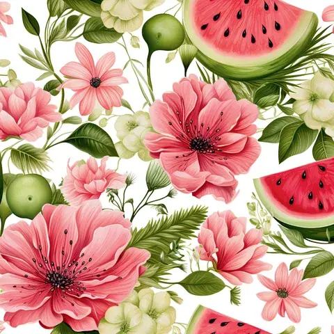 Watermelon Peony Tumbler Wrap: Seamless Summer Design