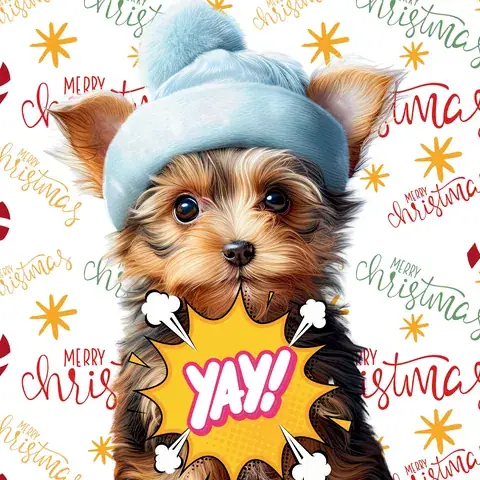 Yorkie Christmas 20oz Tumbler Wrap: Festive Dog Design, the flat seamless artwork