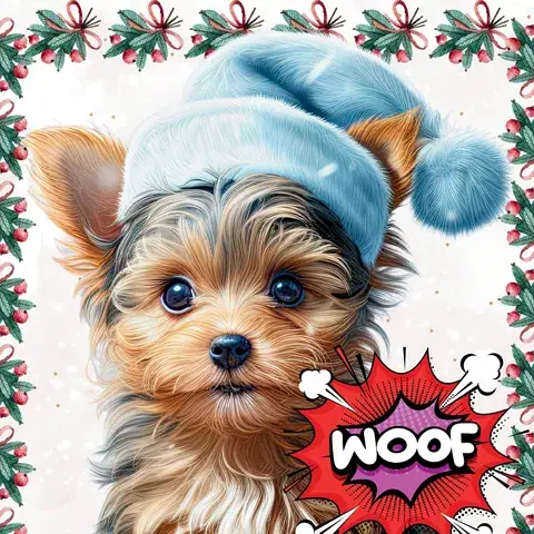 Yorkie Christmas Tumbler Wrap: Festive Dog Design, the flat seamless artwork